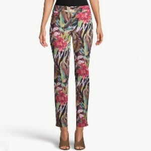 Chicos So Slimming Brigitte Tropical Floral Resort Pull On Pants Size 4 Pockets